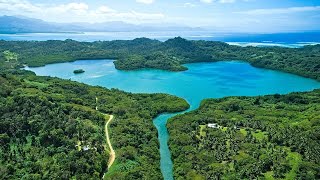 Flying over Salt Lake at Natewa Bay, Vanua Levu, Fiji