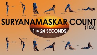 108 Suryanamaskar ll 1 Surya Namaskar in 24 Seconds ll Suryanamaskar Count  || Cardio || Weightloss