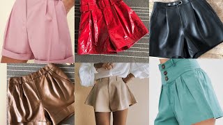 Fantastic leather and latex shorts with belts for ladies and girls