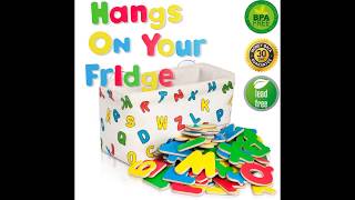 Magnetic Wooden Letters with Hanging Basket! ABC Alphabet Magnets! Perfect Storage Solution!