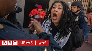 ضرب واعتقالات في مظاهرات مؤيدة للفلسطينيين في جامعات أمريكية | بي بي سي نيوز عربي