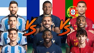 Argentina 🆚 France 🆚 Portugal football comparison 🚀🔥💪 messi,ronaldo,mbappe,felix,griezmann,di maria