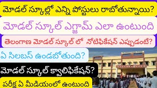 మోడల్ స్కూల్లో ఎన్ని పోస్టులు రాబోతున్నాయి?|మోడల్ స్కూల్ ఎగ్జామ్ ఎలా ఉంటుంది|పరీక్ష ఏ మీడియంలో?|TS