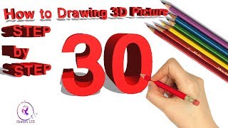 How To Draw 3d Number 30 Step by Step/How to Draw a 3D Ladder - Trick Art For Kids