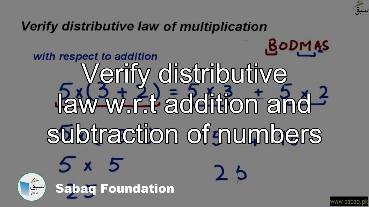 Verify Distributive Law W.r.t Addition And Subtraction Of Numbers, Math ...