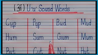 How to write U sound word | three letter words | u sound | cvc words | u sound words writing