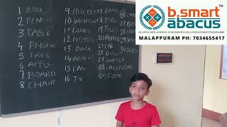 Memory Words   @ B Smart Abacus Students