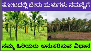 ಅಡಿಕೆ ಮತ್ತು ತೆಂಗು ಬೇರು ಹುಳ ಸಮಸ್ಯೆಗೆ ನಮ್ಮ ಹಿರಿಯರು ಮಾಡುತಿದ್ದ ಪರಿಹಾರ ನಾವು ಮರೆತು ಬಿಟ್ಟಿದ್ದೇವೆ.