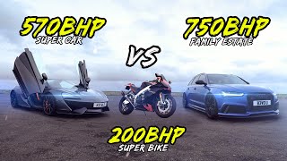 750BHP RS6 VS 570BHP MCLAREN 570S VS 200BHP APRILIA RSV4 - OG BATTLES!