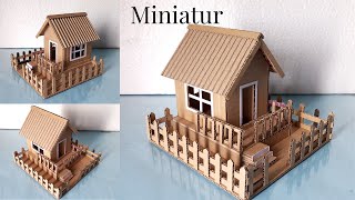 Kerajinan tangan dari kardus || Cara membuat miniatur rumah dari kardus Bekas