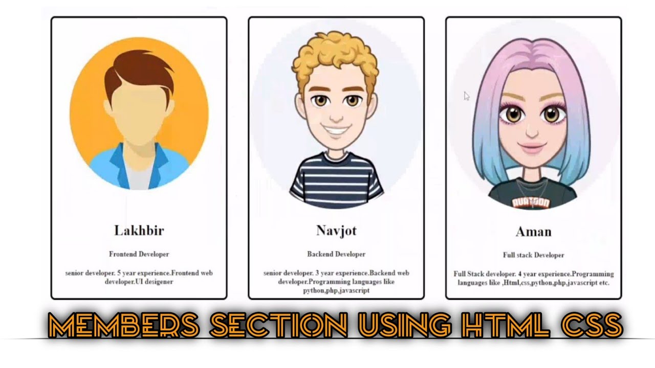 How To Create Our Team Section Using Html And Css | Our Team Section ...