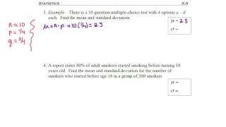 5.5 - part 1 - Binomial Mean & Standard Deviation