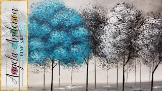 Pop of Color Black and White Trees Part 2 | Beginner Acrylic Painting | Purple Turquoise or Yellow