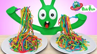 Green Pea Pea Making Colorful Noodles| Pea Pea - Cartoon for kids#funnycatoon