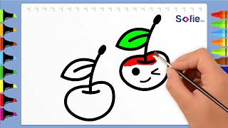 Cherry Drawing Easy | How to Draw Cherry Step by Step | Cherry Drawing Tutorial | Draw Fruits