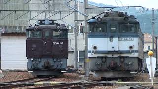 EF64形電気機関車 茶釜\u0026更新機\u0026国鉄色の並びが実現 JR貨物塩尻機関区篠ノ井派にて 2007年頃HDV 1364