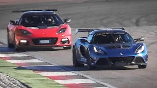 Lotus Evora GT430 vs Sequential Exige Cup 380 on track - OnBoard Battle!