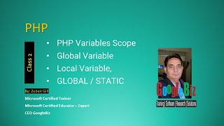 PHP Variables Scope, Global Variable, Local Variable, GLOBAL, STATIC