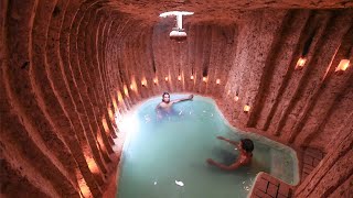Build The Most Living Room Temple Underground And Tunnel Swimming Pool 75Day