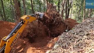 Unique Struggle-Backhoe Loader-Big Tree Stump and Root-Out Rooting