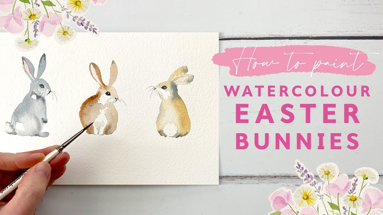 How To Paint Watercolour Easter Bunnies - YouTube