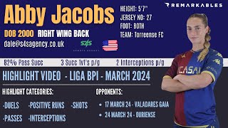 Abby Jacobs - 2000 - Right Wing Back - Soccer Highlights - Liga BPI 2024Abby Jacobs HL31 32 Final