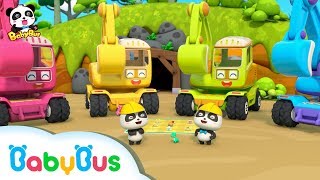 Baby Panda:  Digging Treasure with Excavators | Car Toys & Pretend Play | BabyBus