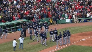 Wily Peralta FACEPLANTS during the pregame introductions at Fenway Park