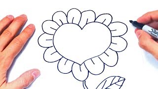 Cómo dibujar un Corazon con Flores Paso a Paso | Dibujosde Corazones