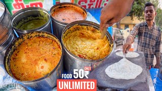 Unlimited Only 50₹/- | Jowar Roti with Palak Paneer Kaju Curry \u0026 Mix Veg | Guntur | Street Food