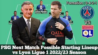 PSG Next Match Possible Starting Lineup ► vs Lyon Ligue 1 2022/23 Season ● HD