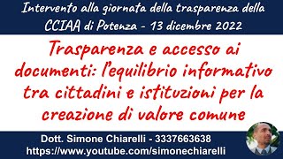 Trasparenza e accesso ai documenti: giornata della Trasparenza CCIAA Potenza (13/12/2022)