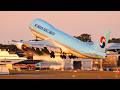 Boeing 747-8F Korean Air Cargo | SUNSET taxi and take-off | 4K