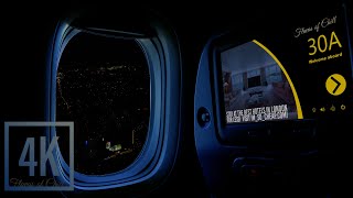 Dark Night Flight Ambience with in-flight Map to London | Takeoff & Landing | Sleeping, Reading