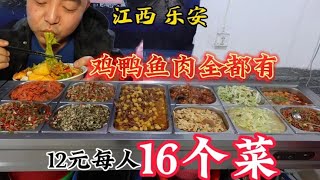 江西乐安，路边自助快餐店，12块钱16个菜随便吃，鸡鸭鱼肉全都有