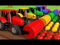 Harvesting Fruits and Vegetables with Tractors Learn Colors for Kids Children | mahindra