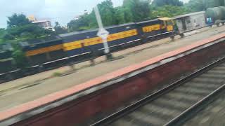 UBL WDG4 TWINS ARE IN CHIKKABANAVARA STATION AND OUR TRAIN VISHWAMANAVA EXPRESS OVERTAKES IT