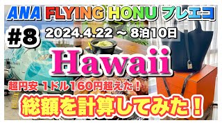 【ハワイ旅】総額を詳細に調べてみた/160円超えの円安/次のハワイ旅のお知らせ/8泊10日/ハワイマニア夫婦