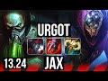 URGOT vs JAX (TOP) | 9/1/3, 6 solo kills, 700+ games, Legendary | KR Master | 13.24