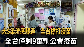 大S染流感驟逝！ 全台搶打疫苗 公費疫苗剩9萬劑－民視新聞