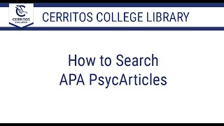 Searching APA PsycArticles