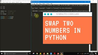 Swap two numbers using third variable in Python | Full Python Beginner Course