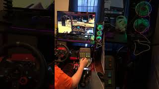 My son playing ATS with Logitech G29 wheel.. pedals and side panel with Eaton Fuller SKS shifter