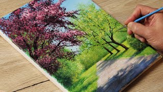 Painting spring trees / Acrylic Painting / Vadym art
