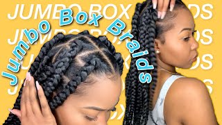 EASY Jumbo Box Braids + Rubber-band Method  | Beginner Friendly | Protective Style