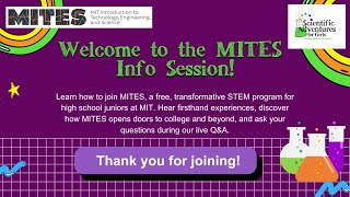 SAfG's Mites Info Session (MIT Introduction to Technology, Engineering and Science)