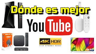 Dónde ver mejor Youtube 4k HDR10 Comparativa Shield TV Pro vs Chromecast 4 vs Mi Box S vs TCL C715
