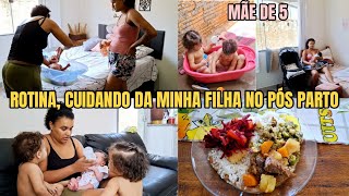 Dei banho nele pela primeira vez || Almoço fresquinho do dia / Rotina real mãe de 5