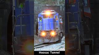 FRA Inspection Train Exits #hoosactunnel !!! MEC Leader with BNSF Trailing #heritageunit #train