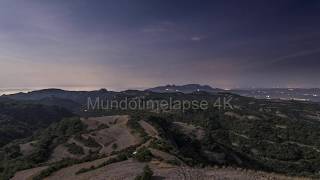 Free Stock Footage | Hikers descend as the blood moon lights Montserrat, Barcelona, Spain.  | 4K